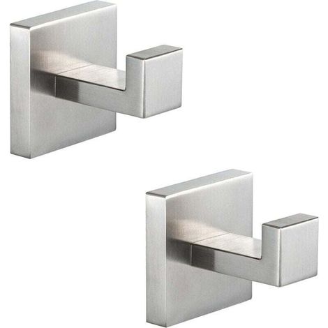 2 Pièces Crochet Serviette Patère Mural Carré SUS 304 Acier Inoxydable de Salle de Bain, Métal Accroche Torchon Muraux Pour Cuisine Peignoirs Manteaux Chapeaux Vêtements Robe (Argent) (1/4)