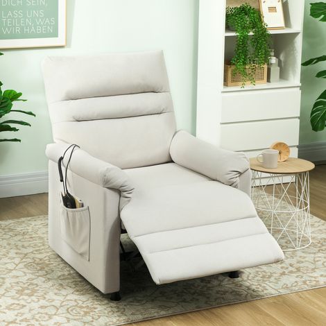 Elektrischer Massage- und Heizsessel mit Fußstütze, leisem Motor, 82 x 99 x 106 cm, cremefarben