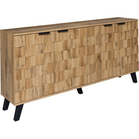 Aparador moderno de 4 puertas, 160,5 x 35,5 x 78 cm, aglomerado efecto madera (1/5)