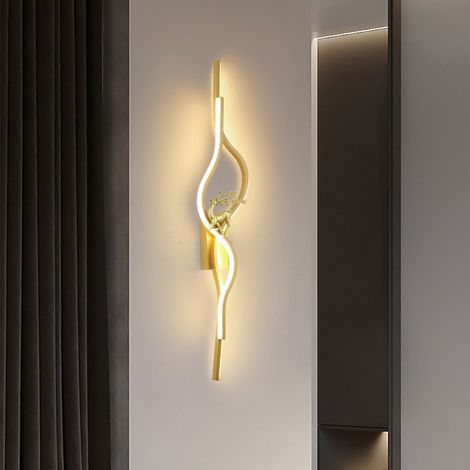 Applique murale LED spirale moderne d'intérieur 60 cm, éclairage pour le salon et la chambre, design ondulé, lumière chaude, idéale pour le salon (1/5)