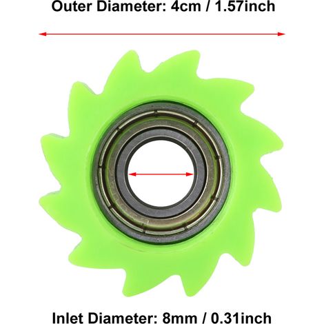 Guide de chaîne Galet Tendeur Pignon Roue pour Kawasaki KX250F KX450F Moto 2006-2016 (Vert) (1/5)