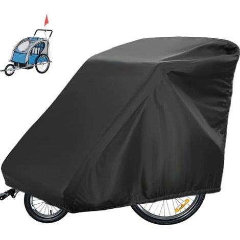 Funda impermeable para remolque de bicicleta, fabricada en tejido Oxford 420D con revestimiento de PU, para remolques de bicicleta infantiles, resistente a los rayos UV, al viento y al polvo, 140 x 84 (1/4)