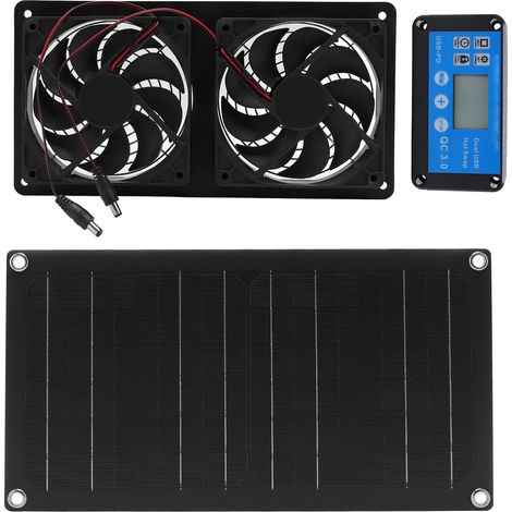 Ventilateur d'extraction double de 15 cm (6 pouces) alimenté par panneau solaire de 20 W avec minuterie (1/5)