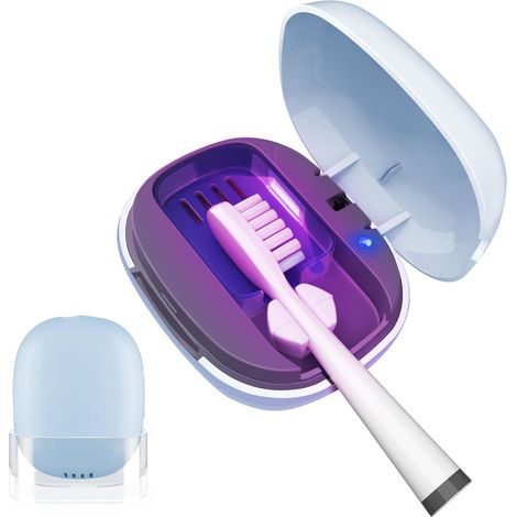 Brosse à dents couvre cas San itizer avec lumière, brosse à dents couvre avec support, brosse à dents portable rechargeable nettoyeur cas,bleu