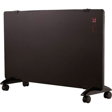 Convecteur électrique 1500 Watts, chauffage sur pied mobile. Radiateur d'appoint 2 niveaux chaleur avec minuteur, noir