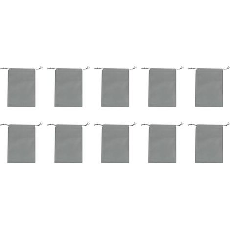 Lot de 10 sacs de rangement gris avec cordon de serrage - Sacs à chaussures de voyage en non-tissé - Sac de rangement portable pour vêtements, livres, cosmétiques (M) (1/5)