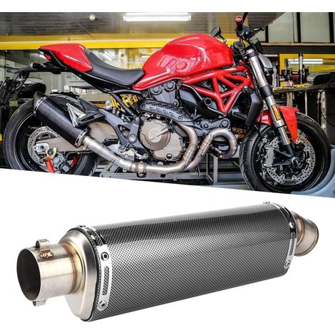Tuyau de Silencieux D'échappement, Embout de Silencieux, Tuyau D'échappement Universel de Scooter de Moto de 51mm/2in Texture en Fibre de Carbone Adaptée pour R3 R6 R15 (1/5)
