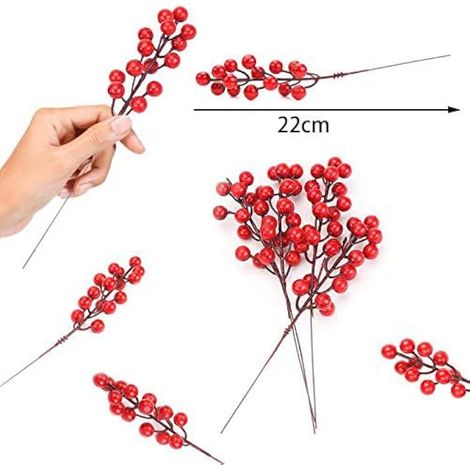 Pack of 20 Red Holly Berries Artificial Christmas Tree Decoration (1/3)