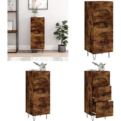 Sideboard Räuchereiche 34,5x34x90 cm Holzwerkstoff - Sideboard - Wohnzimmermöbel - Holzmöbel - Regal - TV-Schrank - Home & Living (1/5)