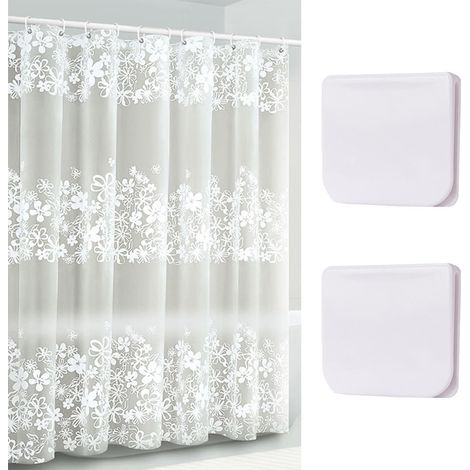 Rideau De Douche À Motif 3D - Imperméable avec Clips, Séparation De Salle De Bain, Anti-Moisissure et Fleurs
