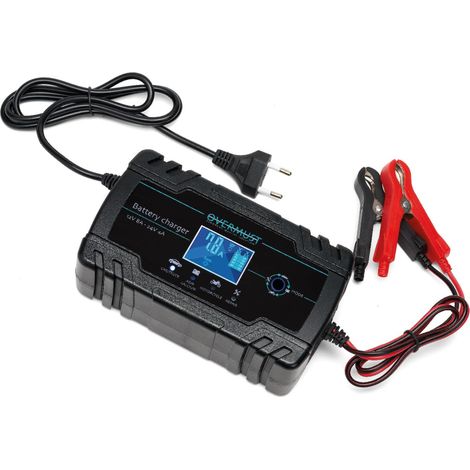 Cargador de Baterías al Por Mayor para Coche 12V 8A / 24V 4A con Pantalla LCD, Protección contra Sobrecarga y Cortocircuito, Ventilador de Enfriamiento (1/5)