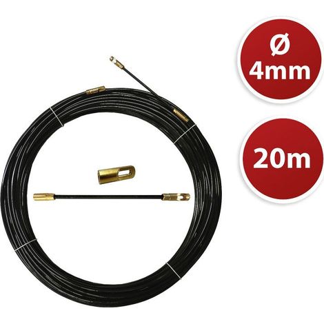 Tire fils noir en nylon Ø4mm, 20m, à tête interchangeable TECNID - VELAMP - SYN4-020 (1/2)