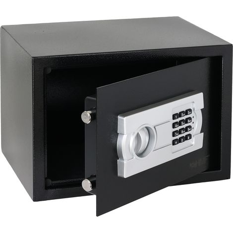 HMF Safe Tresor für Zuhause, Hotel oder Büro, Möbeltresor mit Zahlenschloss für DIN A4 Dokumente, 35 x 25 x 25 cm, Schwarz