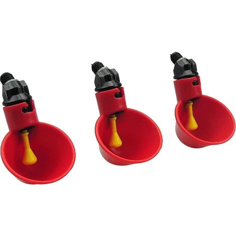 MINKUROW Comedero Automático Para Aves De Corral, Ganado, Pollo, Gallina, Pato, Pájaro, Tazas De Agua Potable, Alimentador De Agua De Plástico Rojo Para Patio Trasero, Útil Y Práctico, 3 Unidades (1/5)