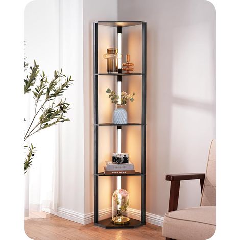 Lampadaire avec Étagère pour Salon, LED Dimmable, Noir (1/5)
