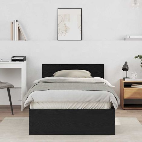 vidaXL Telaio del Letto Rovere Nero 100 x 200 cm Legno multistrato