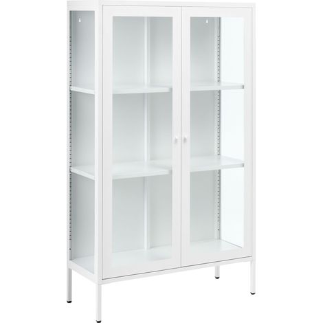 Vitrine mit Glastüren NASH Metall 90 cm Weiß (1/5)