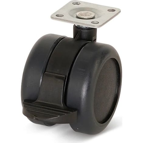 Roue de meuble PU freinée - MESO - Premium - Platine - 60 mm - 36,5 x 36,5 mm