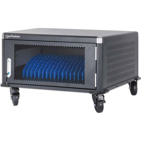 Armario de carga para portátiles Manhattan, de sobremesa, mediante adaptador de CA (UE), 20 bahías. Instale el adaptador de CA (