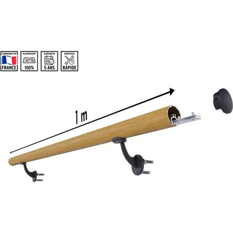 Kit Main Courante / Rampe Escalier Aluminium Aspect Chêne 1m France (1/5)