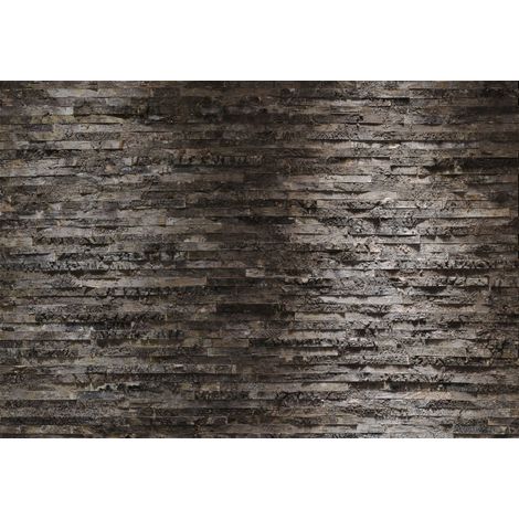 papier peint panoramique imitation bois gris charbon de bois - Komar (1/2)