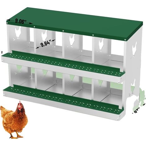 Casiers à Nids pour Poules, Matériau Galvanisé, Options de Compartiments Multiples, Vert 8 trous (1/2)