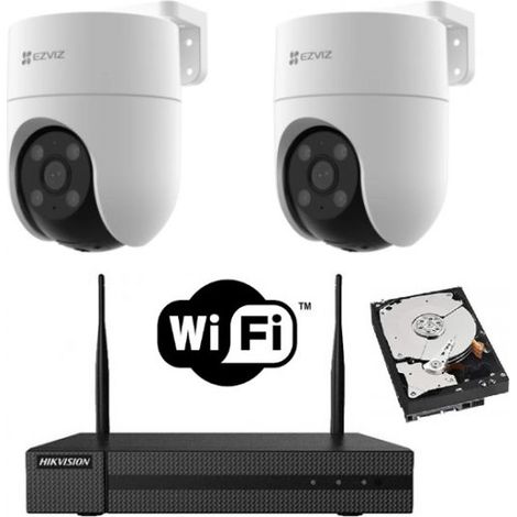 KIT videosorveglianza WIFI NVR 4 canali 2 Telecamere motorizzate PTZ Wifi 2K Audio Bidirezionale hdd 500gB