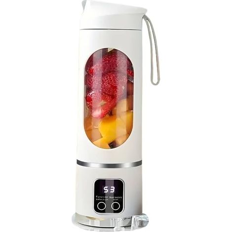 USB-wiederaufladbarer tragbarer Mixer, 450 ml, multifunktional für Smoothies, Kaffee, Matcha, Babynahrung, Weiß