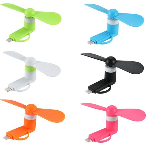 Mini ventilatore 2 in 1 per telefono - Adatto per iPhone, iPad, telefoni e tablet Android - Colorato e potente - Accessori estivi per telefoni (6 pezzi) (1/5)