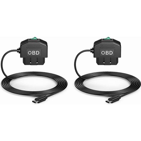 2x Dashcam OBD-Festverdrahtungsset, Dashcam USB Typ C Festverdrahtungsset mit OBD-Stromkabel für Dashcam 12-24V auf 5V/3A (1/5)