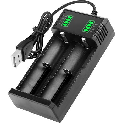 Chargeur Accu 18650 Universel Chargeurs Piles pour 26650 18350 14500 16340 17500 17670 18500 21700 LiION 3,7V 2 Slots Intelligent Batterie Charge Rechargeable avec Câble USB (1/5)