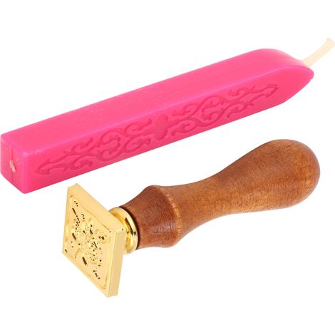 Kit de sceau de cire transparent à motifs simples et classiques à faire soi-même pour enveloppes, invitations et embellissements de mariage - Feuilles roses et rouges (1/5)