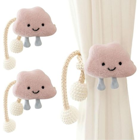 Set of 2 Cartoon Cloud-Shaped Rope Curtain Tiebacks with Pearl Balls for Children, Cute Cloud Curtain Tiebacks, Curtain Buckles for Kids' Room Decoration (1/5)