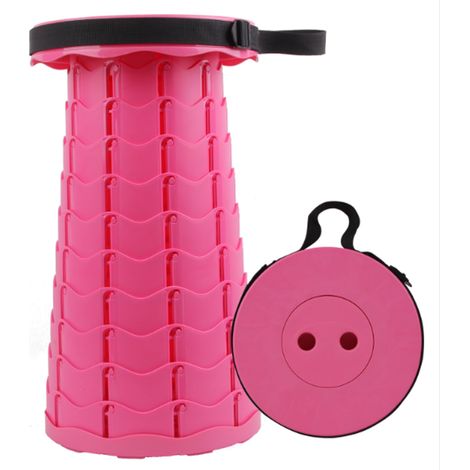Tabouret télescopique en plastique tabouret de pêche pliant extérieur Rose Rouge (1/4)