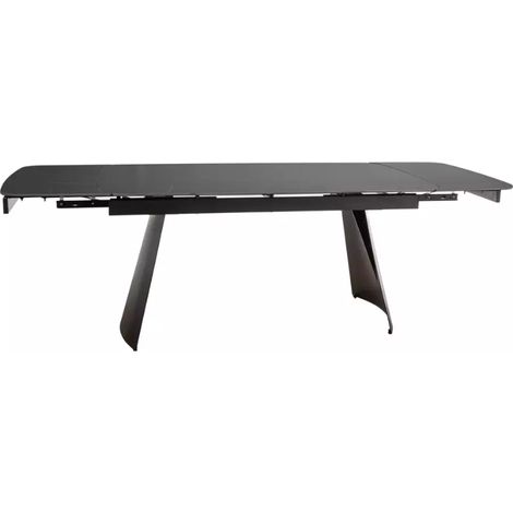 Table à manger extensible 160 + 80 cm, surface en céramique noir mat CITY (1/4)