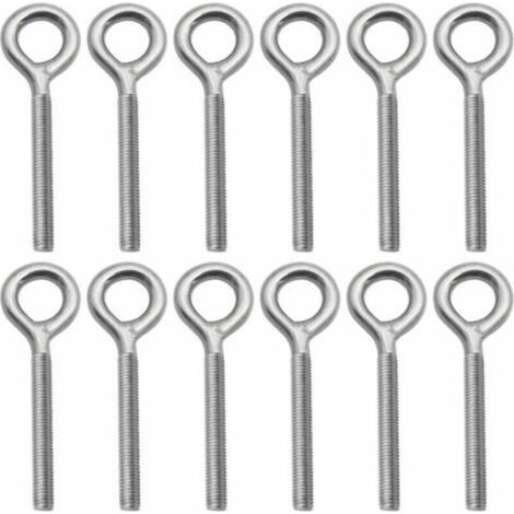 Set mit 12 Ringschrauben - M6 Ösenschrauben aus 304 Edelstahl, Ringschraube zum Einschrauben für Schaukeln, Außenbereich, Maschinen