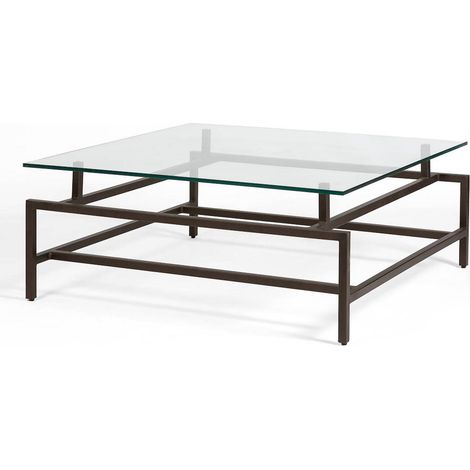 Table basse design verre et métal bronze - Bronze subtil et verre élégant (1/4)