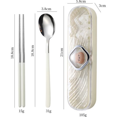 Ensemble de baguettes, fourchette et cuillère argentées en acier inoxydable 304