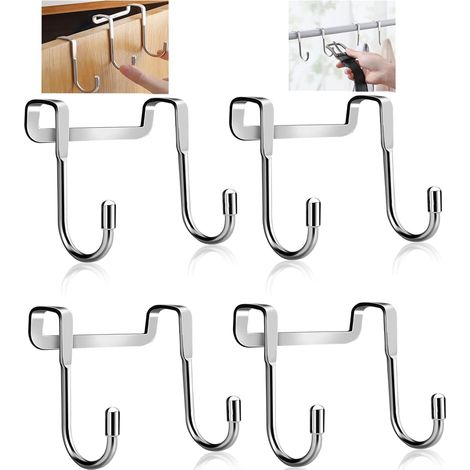 4PCS Stainless Steel Over-the-Door Hook Shower Towel Hooks for Hanging, Narrow and Versatile Closet Door Hooks
