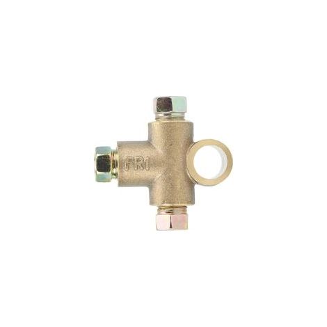 Raccord en T pour Tuyau de Frein 3 Voies M10x1 avec 3 Écrous, Adaptateur Union Courte pour Conduite 10mm (3/16"), Pièce de Raccordement Hydraulique (1/4)