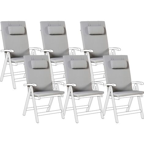 Set di 6 Cuscini in Tessuto grigio chiaro da Schienale per Sedie da Giardino Java/Amantea Premium
