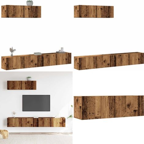 vidaXL Ensemble de meuble TV mural 3 pcs vieux bois bois d'ingénierie (1/5)