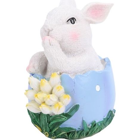 Figurine de lapin - Lapin en résine - Bleu - Décoration de Pâques - Durable et sécurisée (1/5)