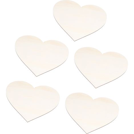 Lot de 5 cœurs en bois à décorer soi-même pour Noël, dessinés à la main par les enfants. Décoration familiale. (1/5)