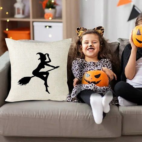 Coussins décoratifs pour canapé, imprimés numériques, série silhouette de sorcière, coussin en lin, garniture non incluse. (1/3)