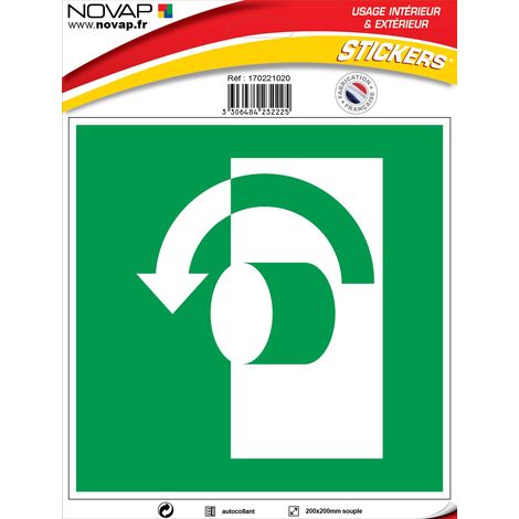 Panneau Tourner en sens inverse des aiguilles d'une montre pour ouvrir - Vinyle adhésif 200x200mm - 4232225