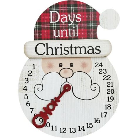 Other Christmas Decorations, Wooden Christmas Countdown Calendar, Countdown to Christmas, 24 Days, Santa Claus Clock, 13" x 9" (1/3)