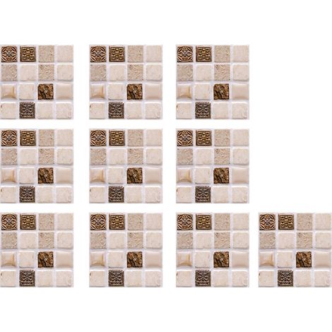 Autocollants imperméables pour carrelage mural mosaïque 3D 30 pièces 10x10 cm