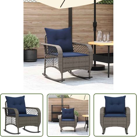 vidaXL Chaise à bascule de jardin avec coussins gris résine tressée (1/5)