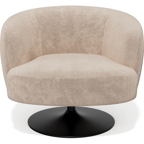 Fauteuil de salon pivotant en velours chenillé beige foncé OSKA (1/5)